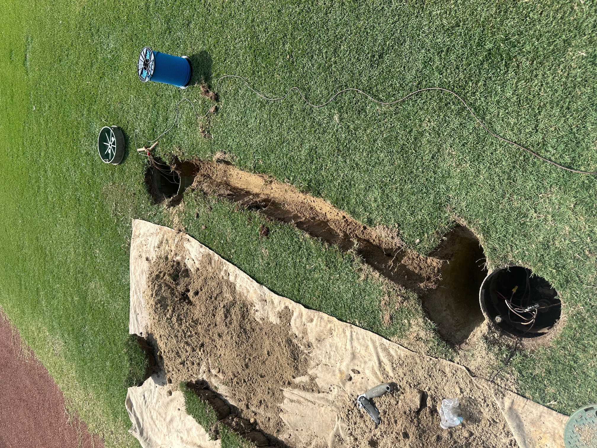 Irrigation lawn trench